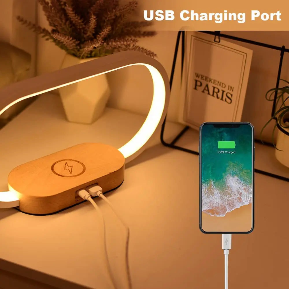 Wooden Lamp with Wireless Charger